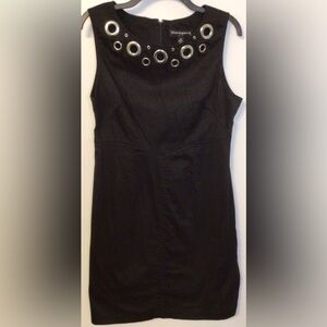 Sharagano black sleeveless midi dress size 10 cotton spandex